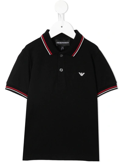 Shop Emporio Armani Striped Border Polo Shirt In Black