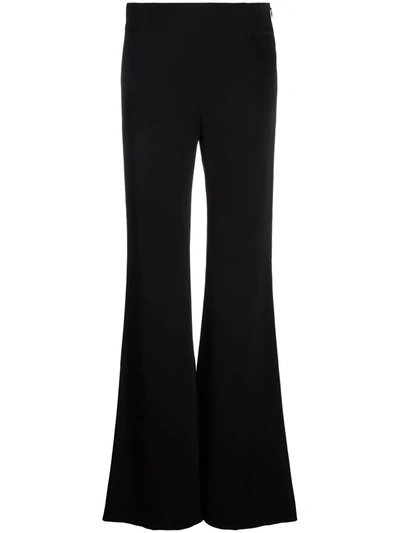 Shop Galvan High-waisted Flared-leg Trousers In Black