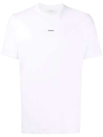 Shop Sandro Logo-print Crew-neck T-shirt In White