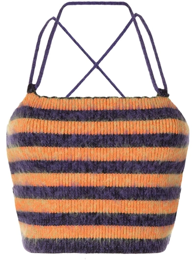 Shop Agr Striped Knitted Top In Purple