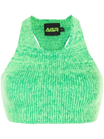 Shop Agr Brushed-knit Cropped Top In Green