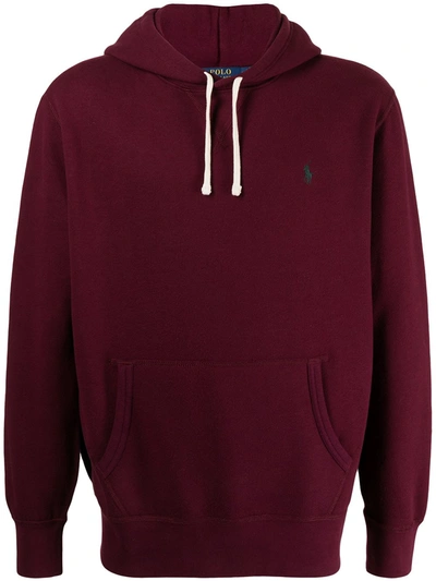 Shop Polo Ralph Lauren Embroidered-logo Pullover Hoodie In Red