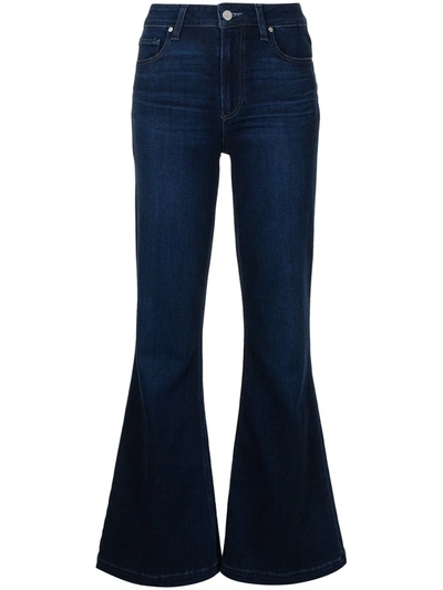 Shop Paige Genevieve 32 Flared Trousers In Blue