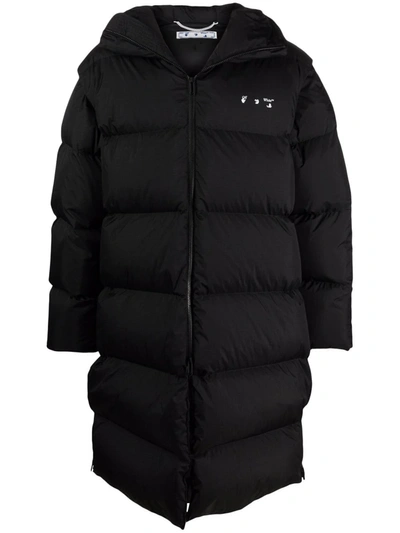 Shop Off-white Down-feather Mid-length Coat In Black