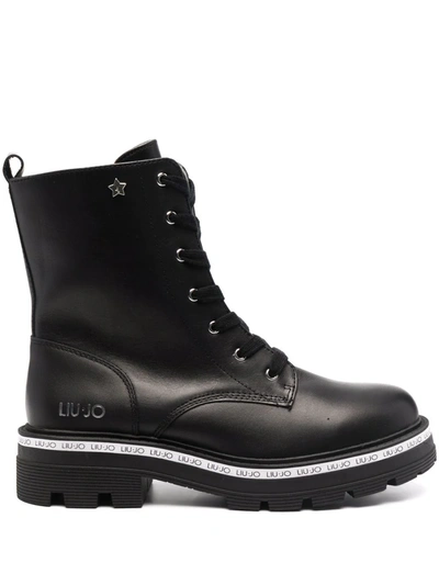 Shop Liu •jo Star-stud Detail Leather Boots In Black