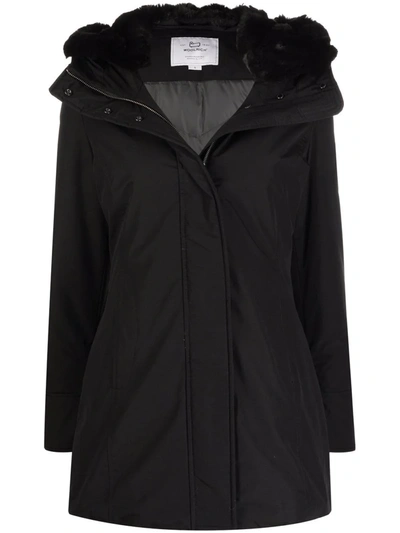 Shop Woolrich Fitted Hooded Parka In Black
