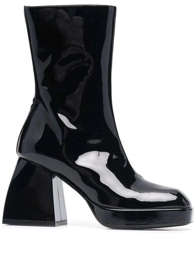 Shop Nodaleto Patent Leather 200 Mm Heeled Ankle Boots In Black