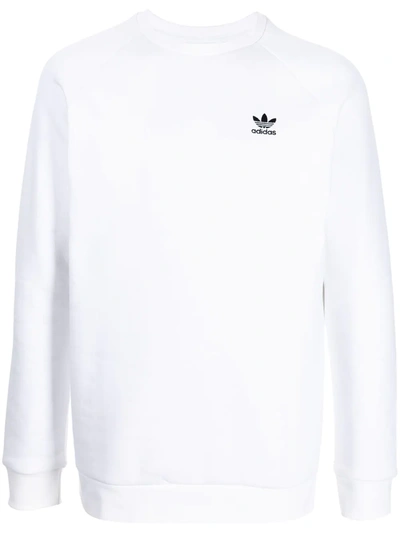 Shop Adidas Originals Adicolor Embroidered Logo Sweatshirt In White