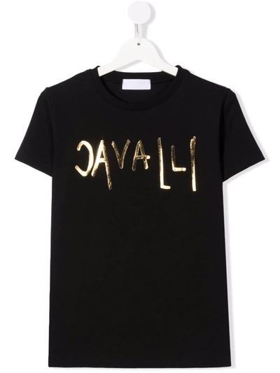 Shop Roberto Cavalli Junior Teen Logo-print T-shirt In Black