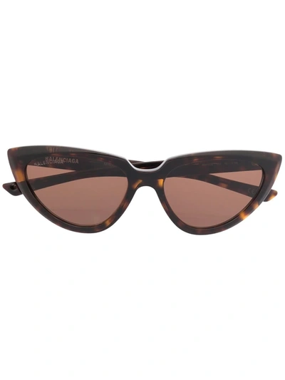 Shop Balenciaga Cat-eye Tinted Sunglasses In Brown