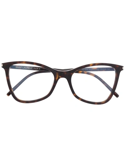 Saint Laurent Jerry Tortoise-shell Square Frames In Brown