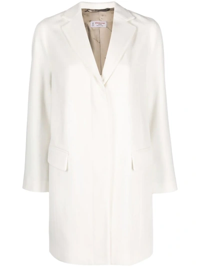 Shop Alberto Biani Buttoned Up Wool Coat In White