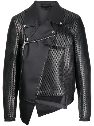Shop Comme Des Garçons Homme Deux Asymmetric Biker Jacket In Black