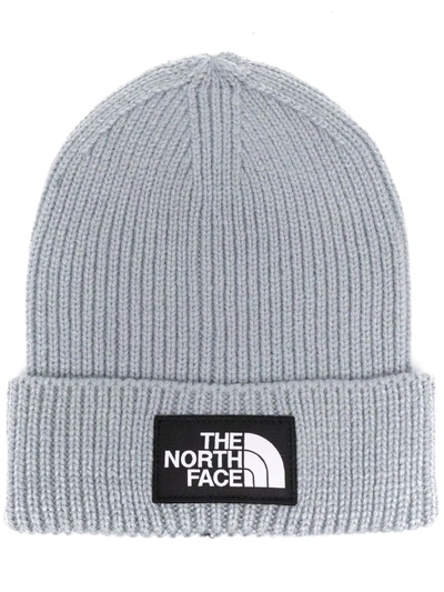 Shop The North Face Logo Patch Beanie In Grey