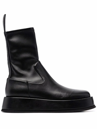 Shop Gia Borghini Rosie Leather Ankle Boots In Black