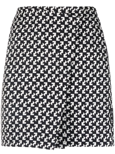 Shop Off-white Abstract-print Wrap Skirt In Black