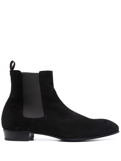 Shop Lidfort Low-heel Suede Ankle-boots In Black