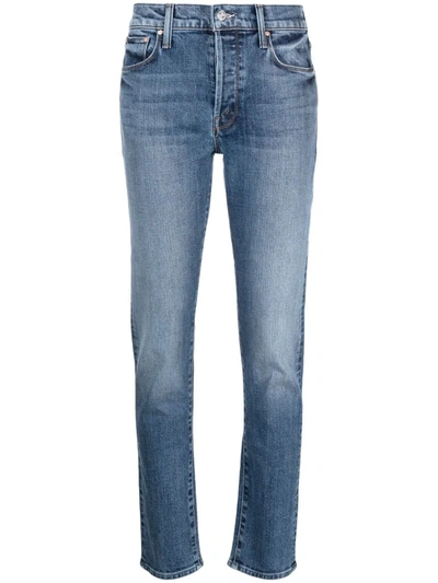 Shop Mother Mid-rise Straight-leg Jeans In Blue