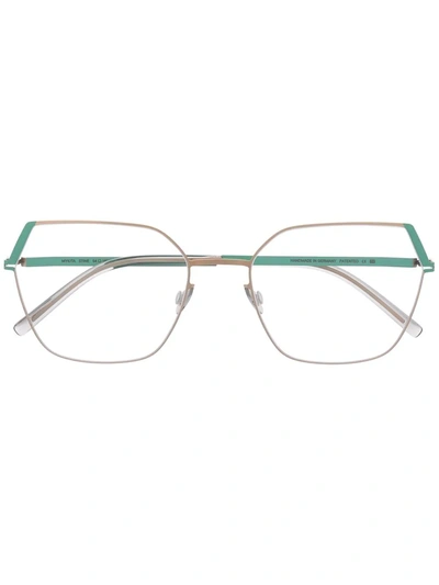 Shop Mykita Hexagon Colourblock Frame Glasses In Green