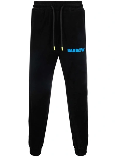 Shop Barrow Terry-cloth Logo-patch Trackpants In Black