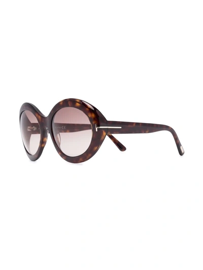 Tom Ford Logo Tortoiseshell-effect Sunglasses In Brown