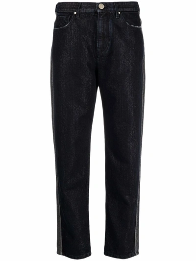 Shop Jacob Cohen Racer-stripe Tapered Jeans In Blue