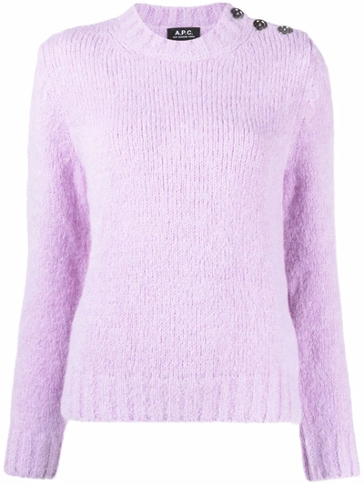 Shop Apc Crew Neck Knitted Jumper In Purple