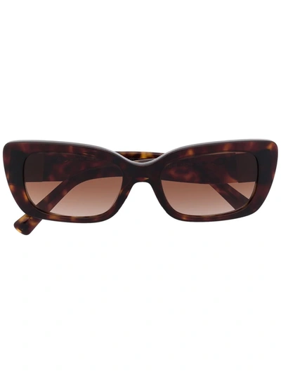 Shop Valentino Roman Stud Square-frame Sunglasses In Brown