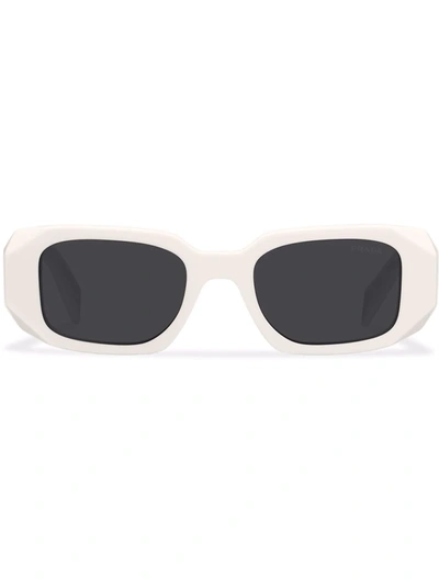 Shop Prada Symbole Rectangle-frame Sunglasses In Grey