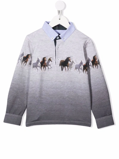 Shop Lapin House Horse Print Layered Sweatshirt In Grey