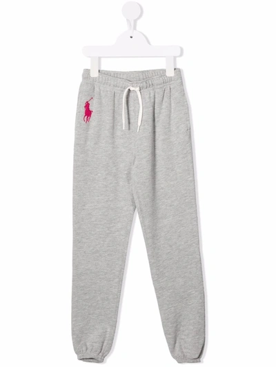 Shop Ralph Lauren Embroidered Polo Pony Track Pants In Grey