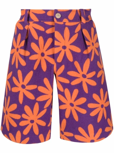 Shop Jacquemus Floral-print Shorts In Purple
