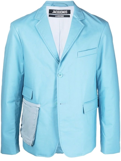 Shop Jacquemus Single Breasted Blazer In Blue