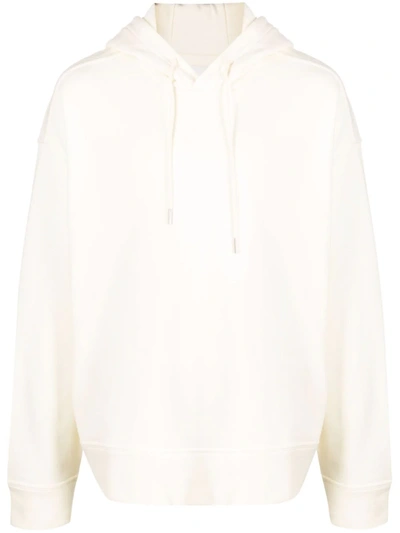 Shop Jil Sander Drawstring Long-sleeve Cotton Hoodie In White