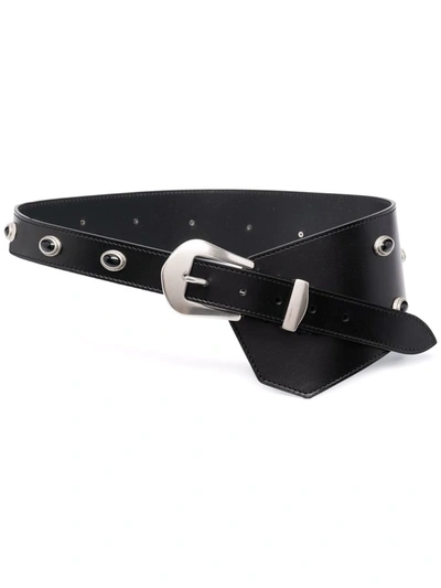 Shop Isabel Marant Belly Embellished Asymmetric Belt In Black