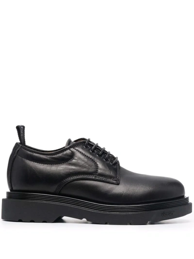 Shop Buttero Leather Derby Shoes In Black
