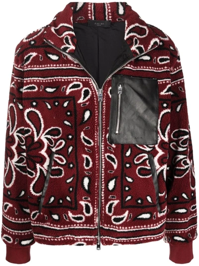 Shop Amiri Bandana-print High-neck Jacket In Red