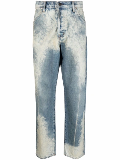 Shop Tom Ford Acid Wash Straight-leg Jeans In Blue