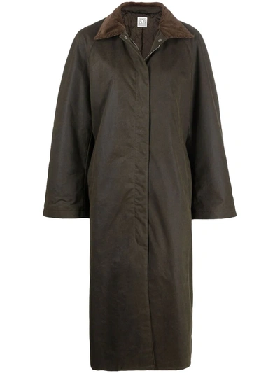 Totême Womens Forest Collared Waxed Cotton Coat 8 In Green