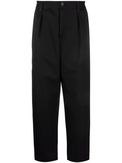 Marni Navy Cropped Drawstring Trousers In Black