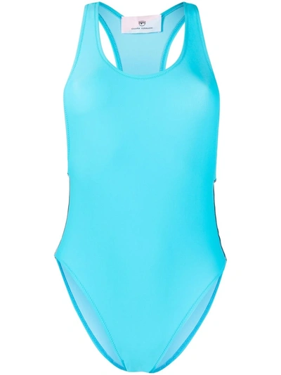 Shop Chiara Ferragni Logomania Sleeveless Swimsuit In Blue
