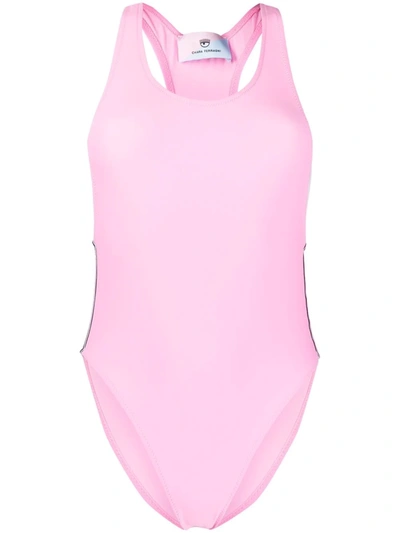 Shop Chiara Ferragni Side Logo-print Swimsuit In Pink