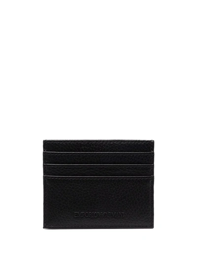 Shop Emporio Armani Textured-effect Leather Cardholder In Black