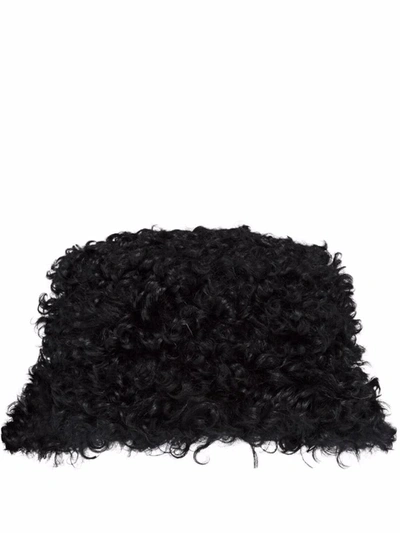 Shop Miu Miu Shearling Bucket Hat In Black