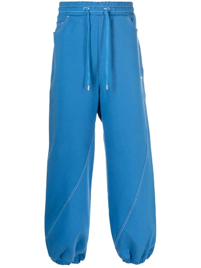 Shop Ader Error Wide-leg Drawstring Track Pants In Blue