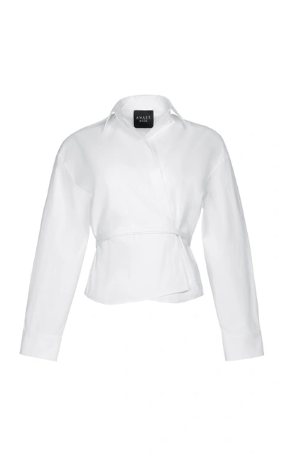 Shop A.w.a.k.e. Women's Wrap-effect Cotton-blend Top In White