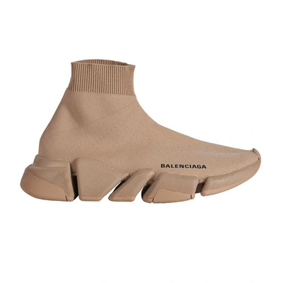 Shop Balenciaga Speed 2.0 Sneakers In Beige