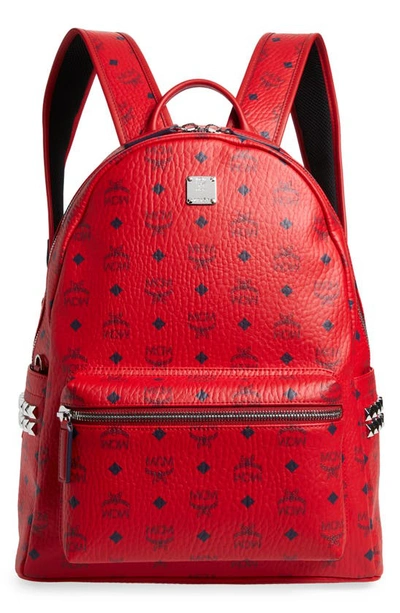 Shop Mcm Medium Stark Visetos Coated Canvas Backpack In Candy Red