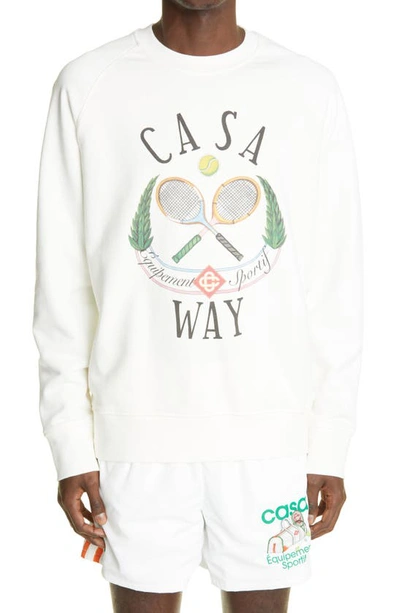 Shop Casablanca Casa Way Tennis Club Graphic Sweatshirt In Off White- Casaway Tennis Club