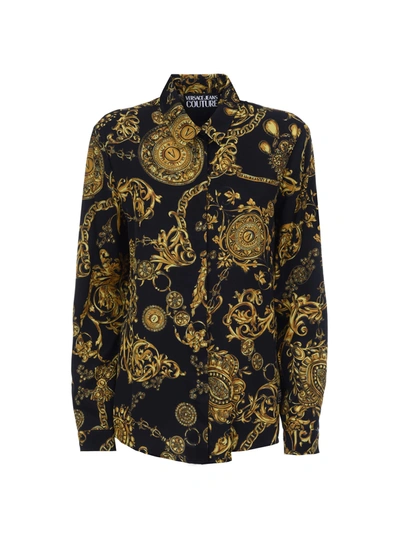 Shop Versace Jeans Couture Baroque Print Twill Shirt In 899 + 948